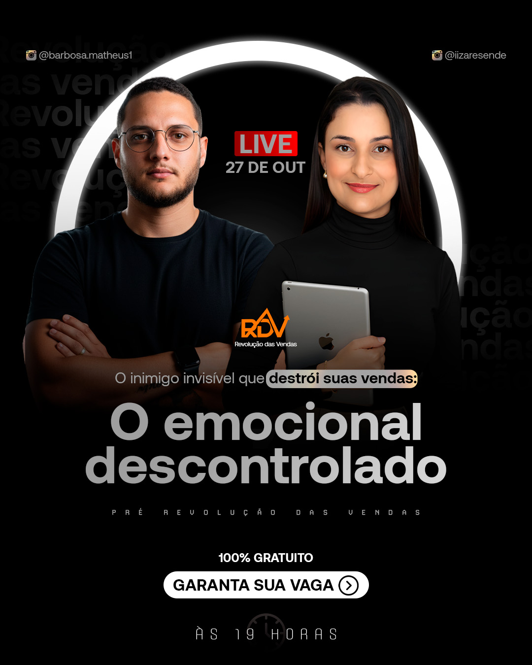 Banner da Live RDV – O inimigo invisível que destrói suas vendas: o emocional descontrolado