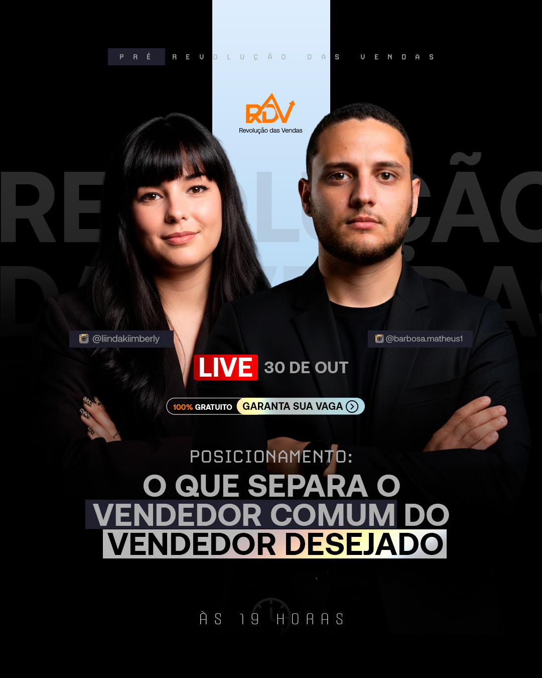 Banner da Live RDV – Posicionamento: O que separa o vendedor comum do vendedor desejado